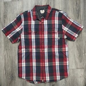 Vans Red and Blue Casual Button Down Shirt men’s medium